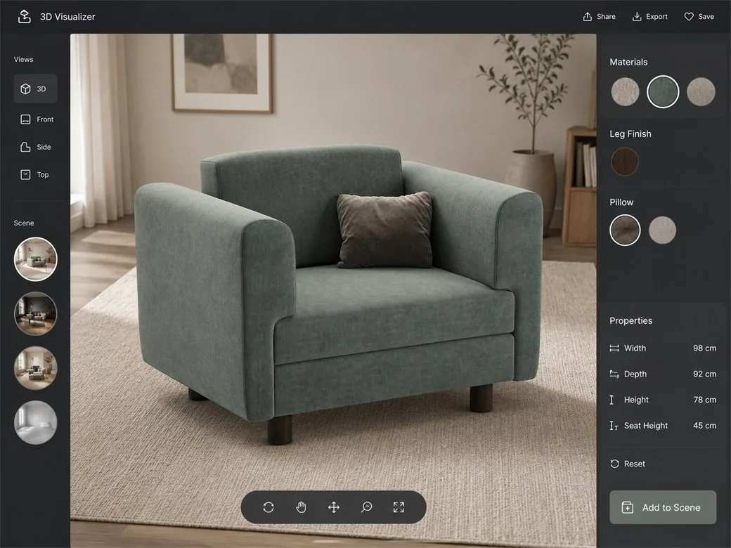 3D visualizer app interface